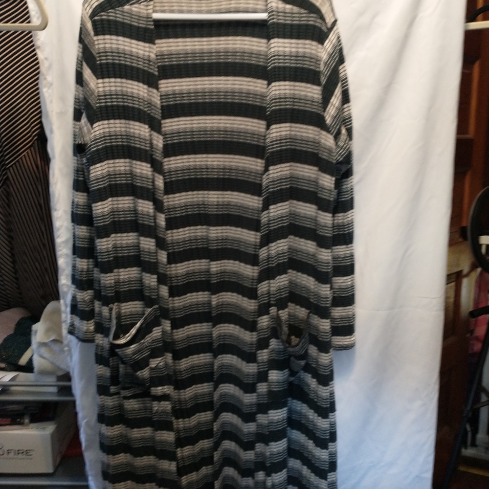 Lularoe Large Sarah green and cream striped